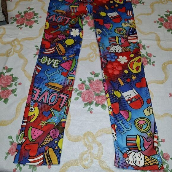 New No Boundaries Americana Print seamless capri Leggings Junior XS 1 - Picture 2 of 3